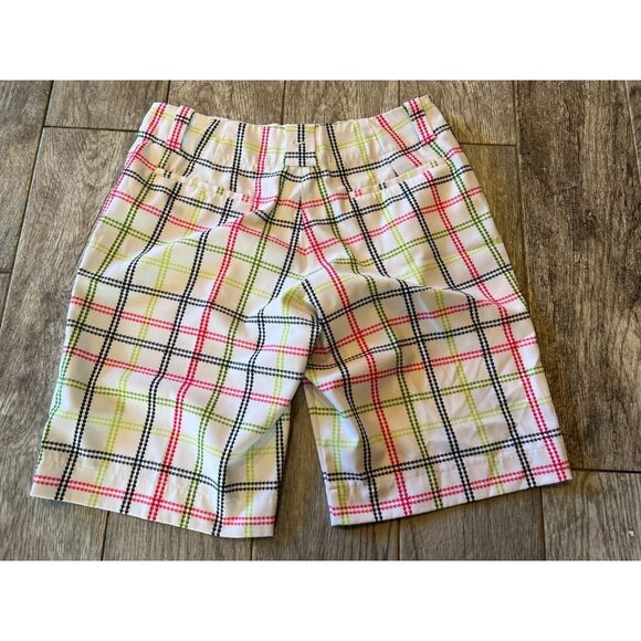 Nike Golf Shorts size 6 Fit Dry Bermuda‎ Short Plaid Pickleball Rainbow Pockets - Picture 7 of 8